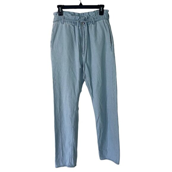 Rag Bone Womens Pants Size 27 Blue Straight Pleated Paper Bag Pockets Casual - Picture 1 of 9